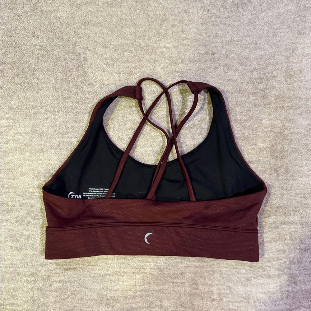 Crisscross Back Sports Bra in Burgundy - Picture 3 of 3